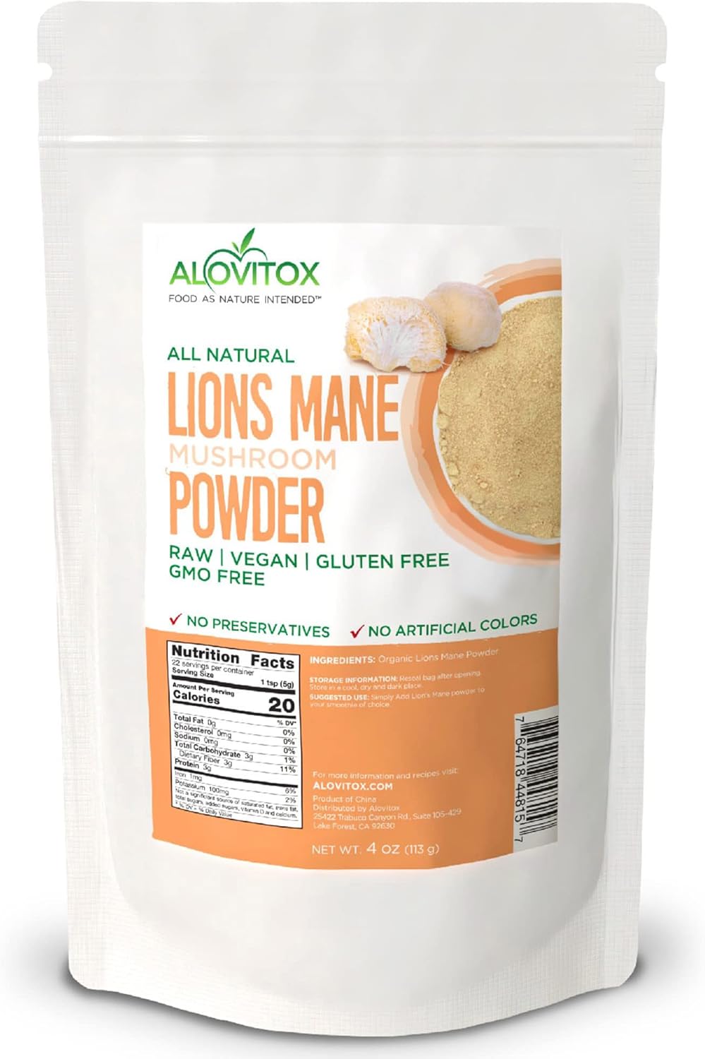 Organic Lion's Mane Mushroom Powder - Superfood for Brain, Energy & Immune Health - Neural Support, GI Protection, Cardio Benefits - Non-GMO, Vegan, Gluten-Free - 4 oz