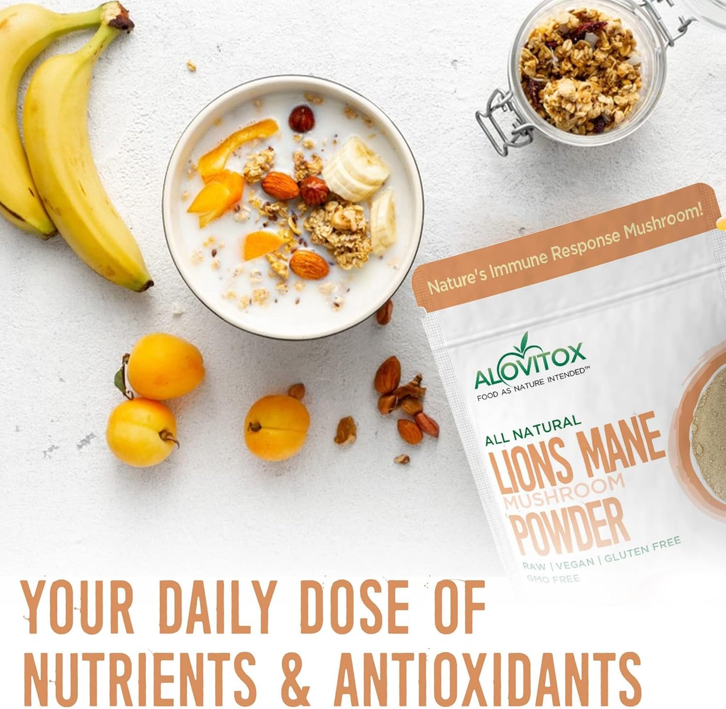 Organic Lion's Mane Mushroom Powder - Superfood for Brain, Energy & Immune Health - Neural Support, GI Protection, Cardio Benefits - Non-GMO, Vegan, Gluten-Free - 4 oz