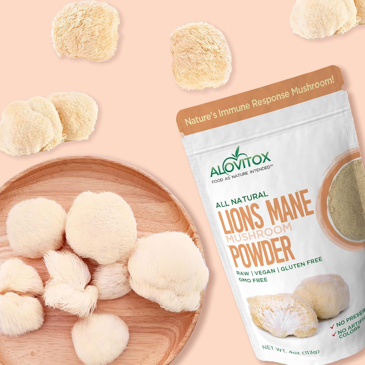 Organic Lion's Mane Mushroom Powder - Superfood for Brain, Energy & Immune Health - Neural Support, GI Protection, Cardio Benefits - Non-GMO, Vegan, Gluten-Free - 4 oz