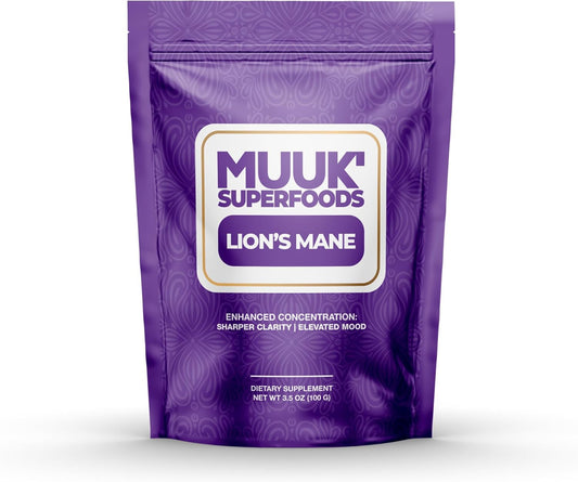 Organic Lion's Mane Mushroom Powder by MUUK' SUPERFOODS - Boost Your Health Naturally