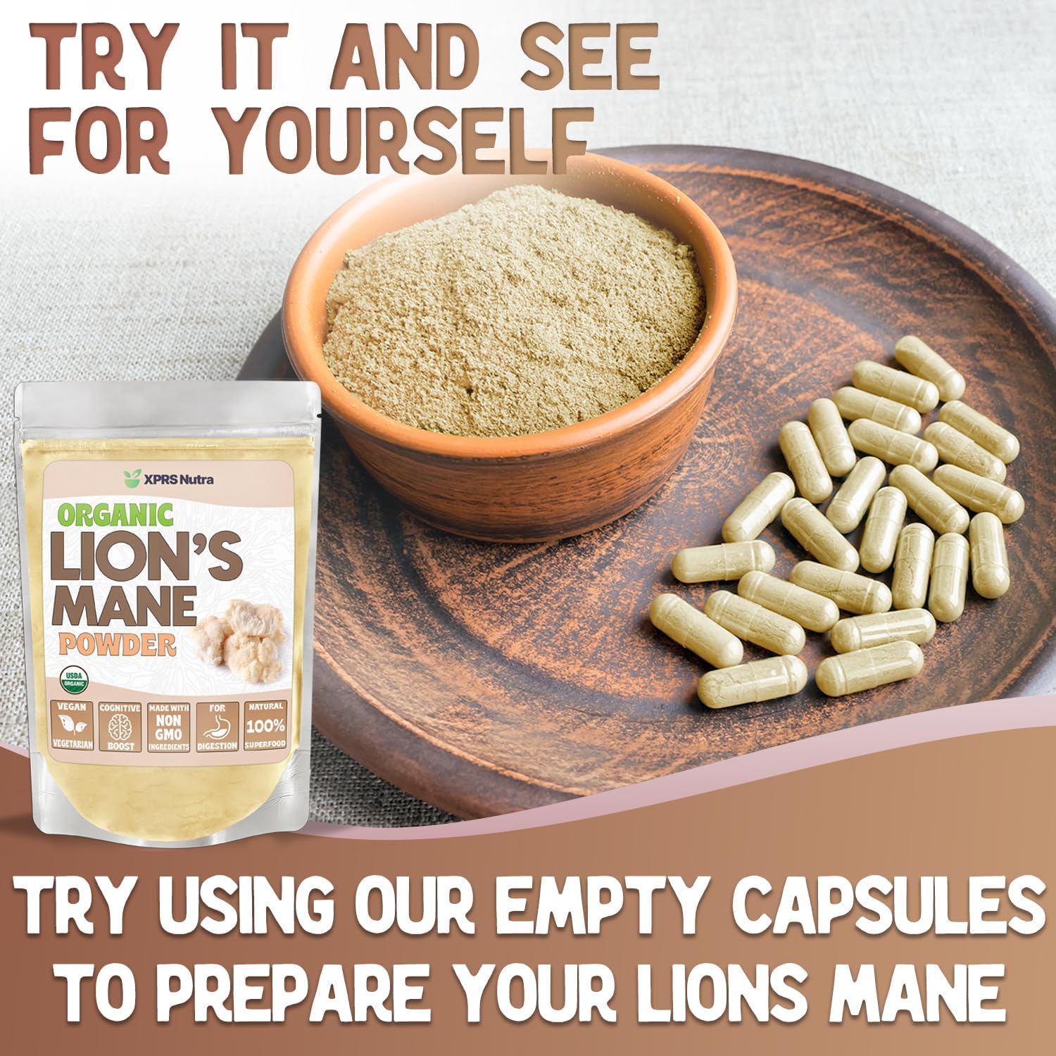 Organic Lion's Mane Mushroom Powder for Mental Clarity, Cognition, and Immunity - Vegan-Friendly - 16 oz - BoostGo Australia