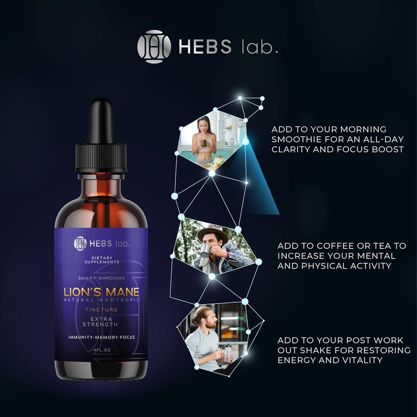 Organic Lions Mane Mushroom & Valerian Root Extract Bundle - Brain & Immune Support Supplement by HEBS LAB