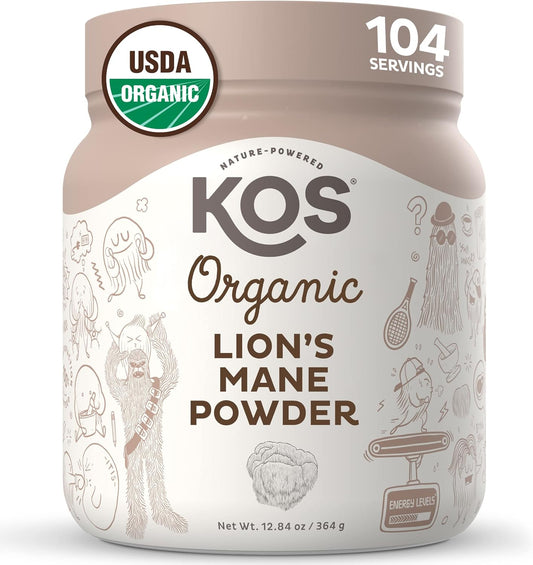 Organic Lion's Mane Powder - Vegan Superfood Nootropic, USDA Certified, Non-GMO - 104 Servings