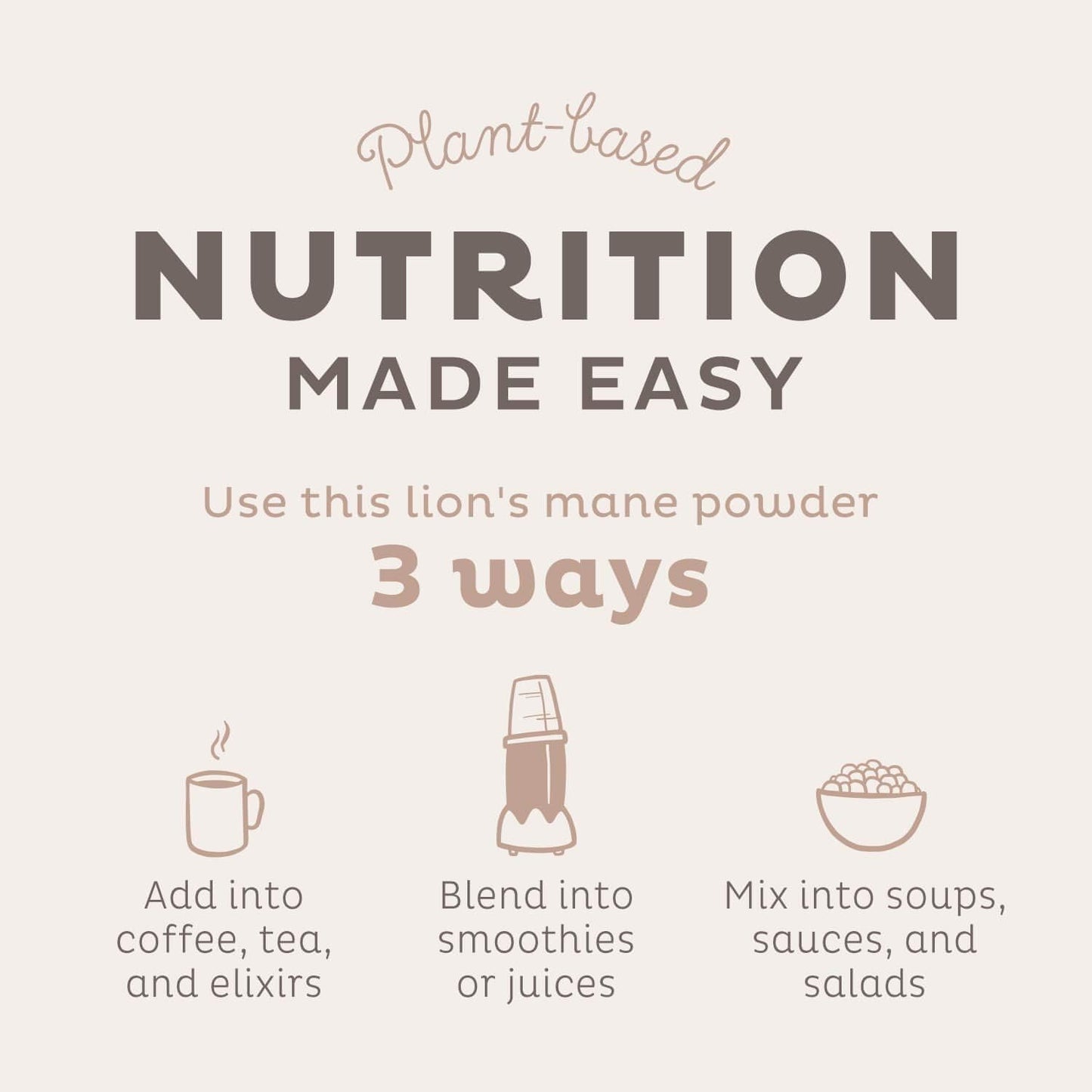 Organic Lion's Mane Powder - Vegan Superfood Nootropic, USDA Certified, Non-GMO - 104 Servings