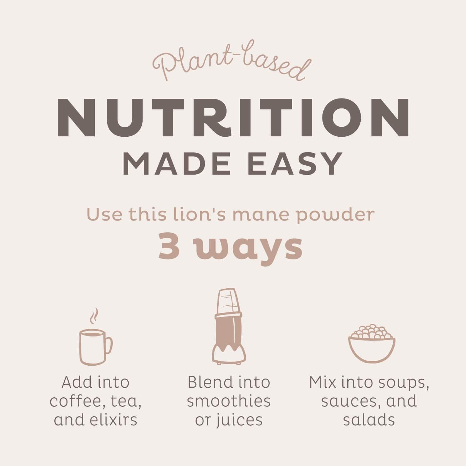 Organic Lion's Mane Powder - Vegan Superfood Nootropic, USDA Certified, Non-GMO - 104 Servings