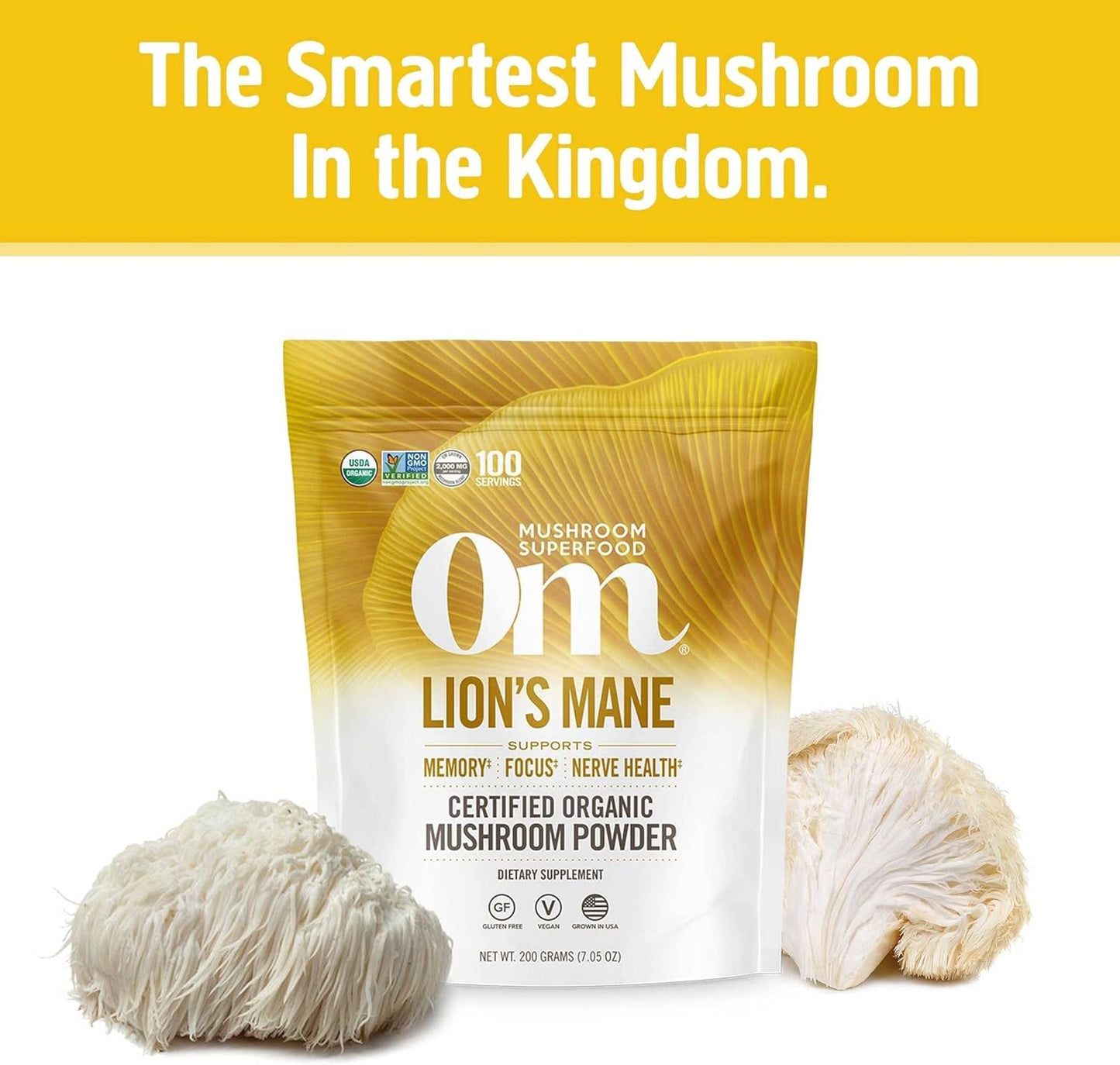 Organic Lion's Mane & Reishi Mushroom Powder Bundle - 7.05oz, 200 Servings