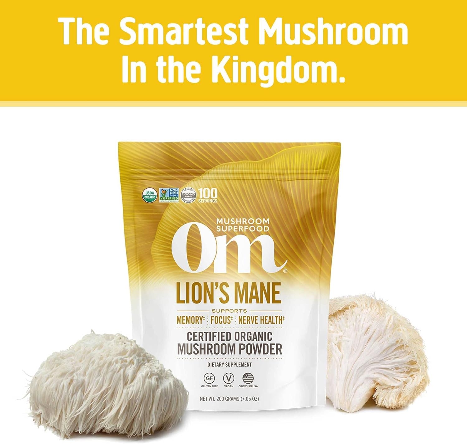 Organic Lion's Mane & Reishi Mushroom Powder Bundle - 7.05oz, 200 Servings