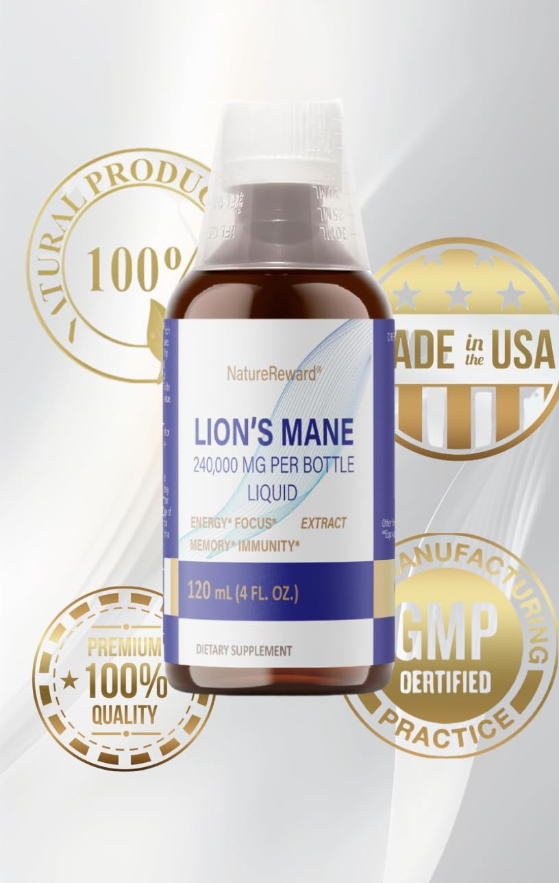 Organic Lions Mane Tincture for Memory, Focus & Immune Support - Vegan Mushroom Supplement - Brain Booster - 4 Fl oz