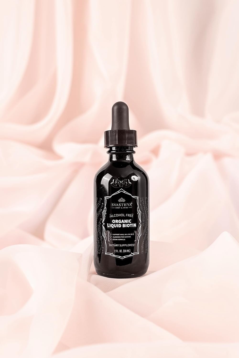 Organic Liquid Biotin Drops for Strong Hair Growth - Women's Vitamin B Complex Supplement by Svasthya Body & Mind