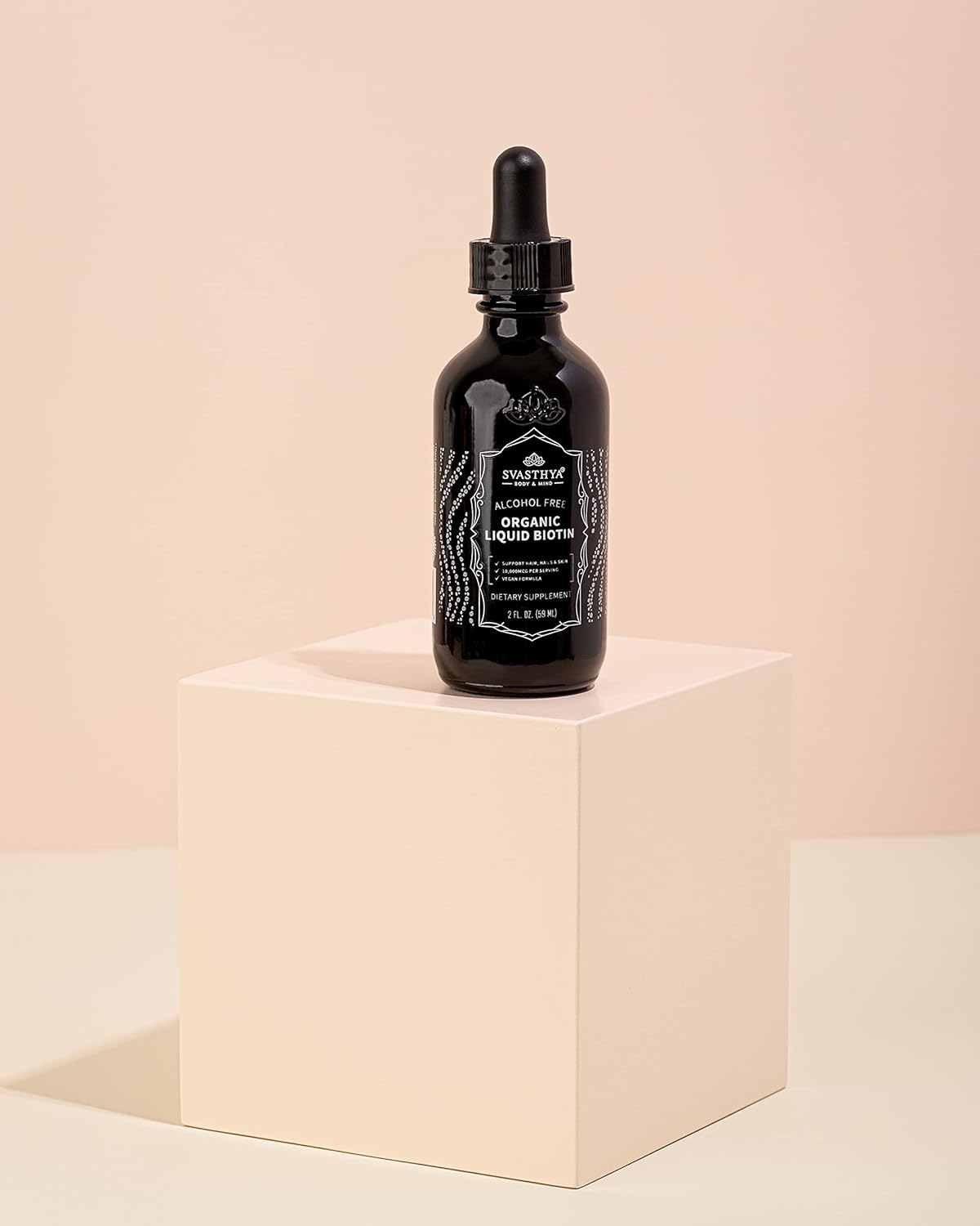 Organic Liquid Biotin Drops for Strong Hair Growth - Women's Vitamin B Complex Supplement by Svasthya Body & Mind