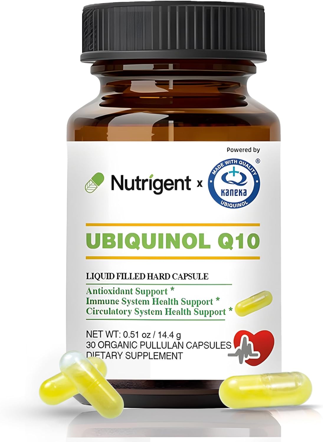 Organic Liquid Filled CoQ10 Capsules - High Absorption Ubiquinol Supplement for Heart Health and Energy, 30 Count