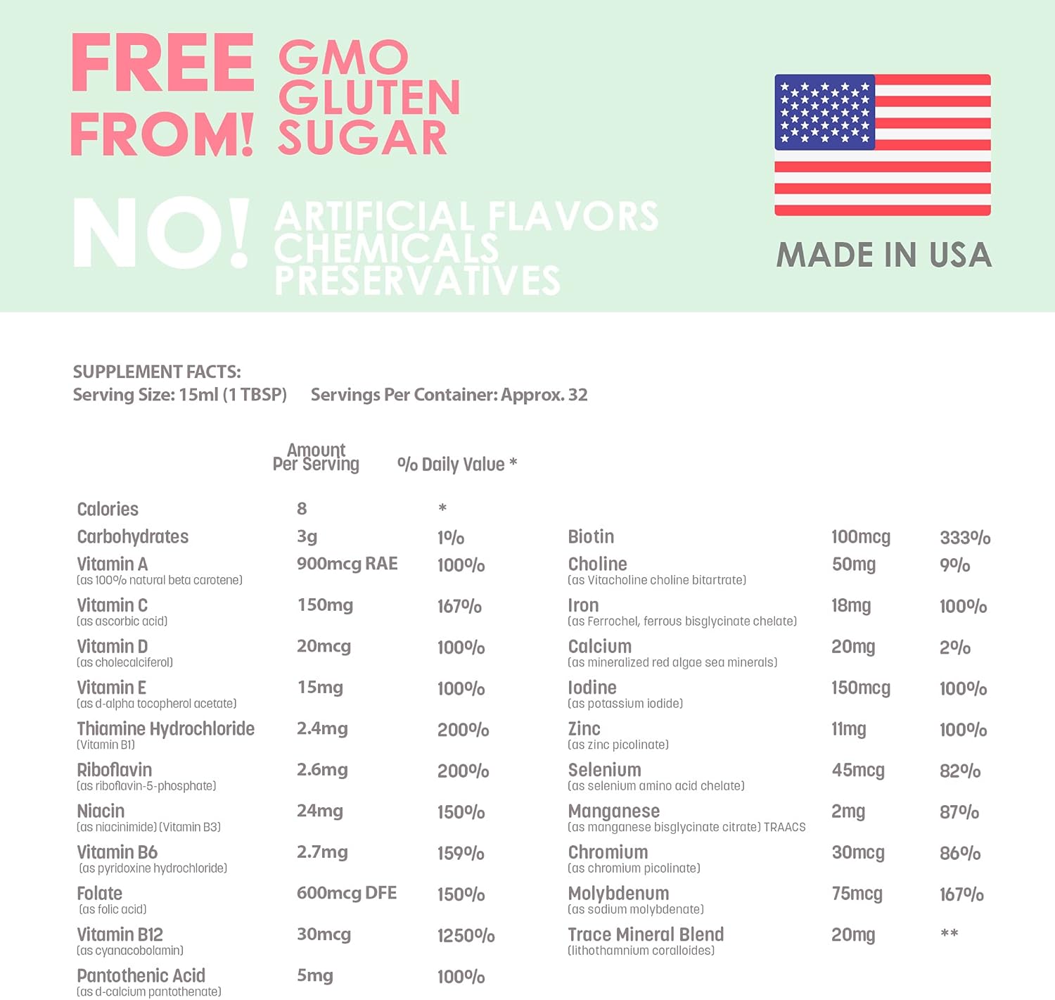 Organic Liquid Prenatal Vitamins for Women - Iron, Folate, Multivitamin, Vegan, Halal, Kosher-Friendly, 32 Servings