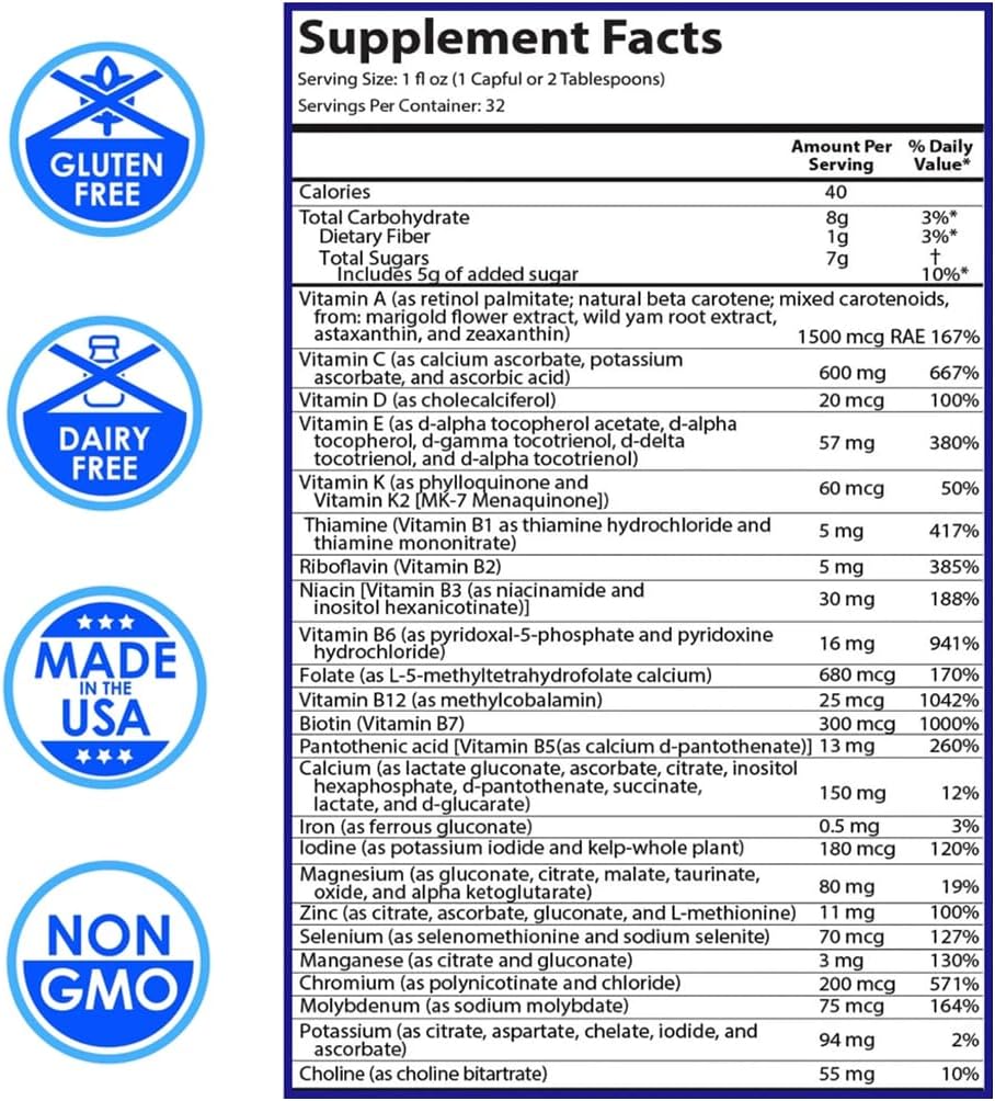 Organic Liquid Trace Minerals & Multivitamin Bundle - intraMAX 2.0 Peach Mango & intraMIN Tropical Fruit, Immune Support, Non GMO, Dairy Free, Gluten Free, Vegan (32 oz. Each)