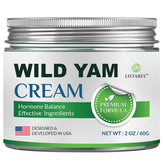 Organic Listarfe Wild Yam Cream - 2 oz for Hormone Balance, Menopause Relief, Hot Flashes, Night Sweats