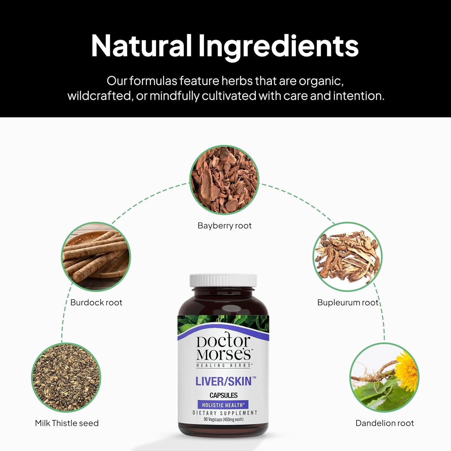 Organic Liver and Skin Care Supplement with Milk Thistle Seed and Dandelion Root - Natural Digestive System Support - 90 Capsules