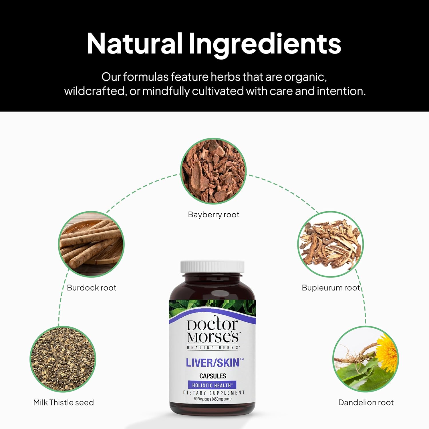 Organic Liver and Skin Care Supplement with Milk Thistle Seed and Dandelion Root - Natural Digestive System Support - 90 Capsules