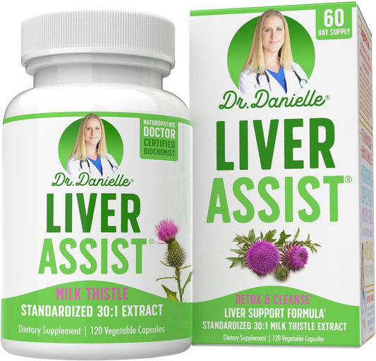 Organic Liver Cleanse Detox & Support with Milk Thistle - Doctor Danielle Liver Supplements - Detox Cleanse Repair for Men and Women - 120 Capsules