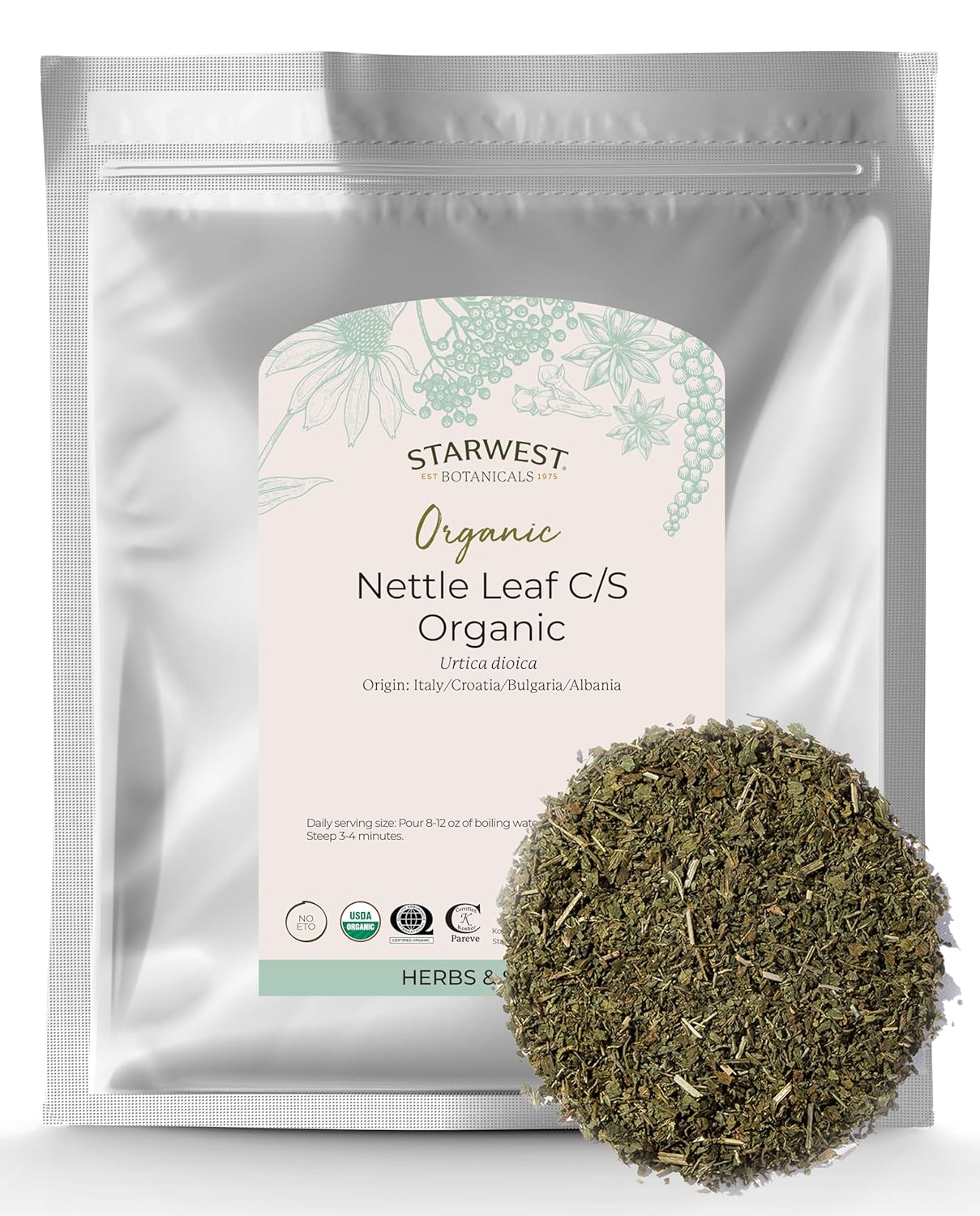 Organic Loose Cut and Sifted Nettle Leaf Tea - 1 Pound Bulk from Starwest Botanicals