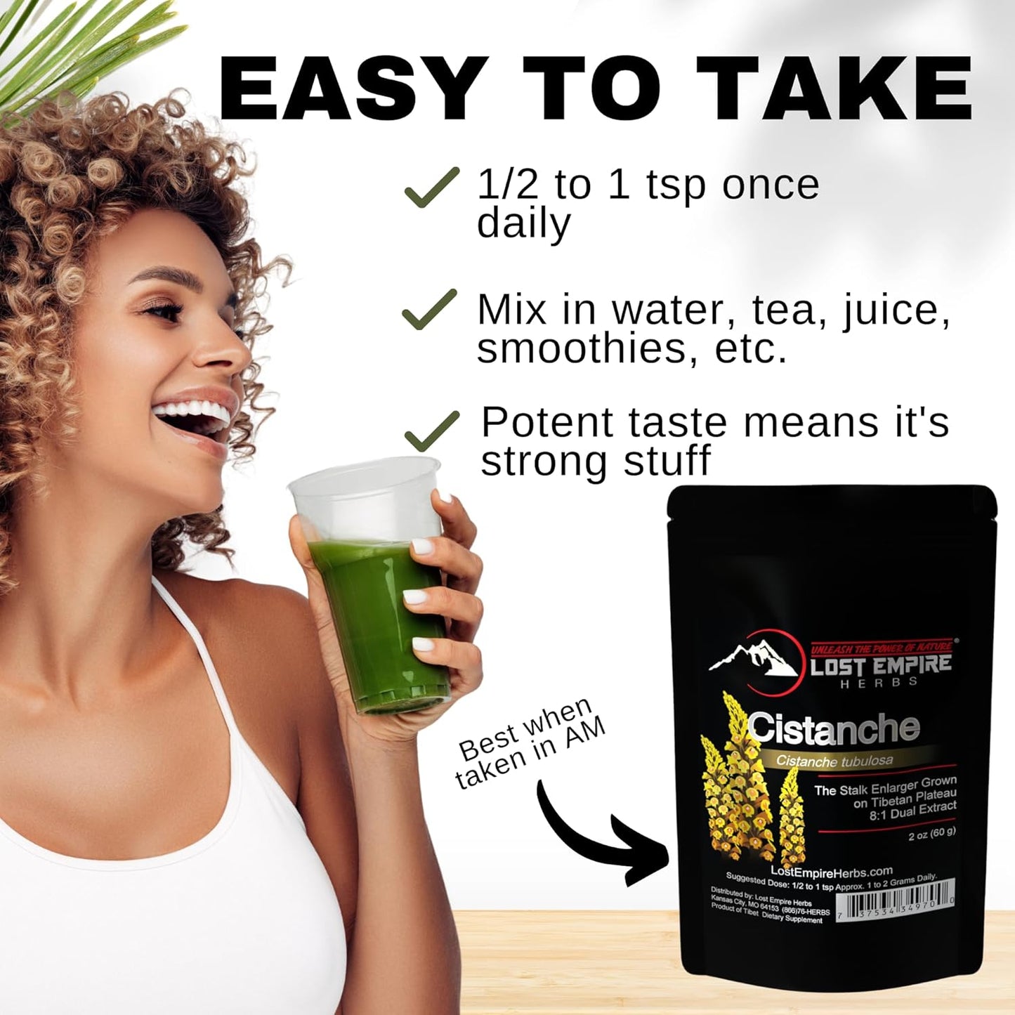 Organic Lost Empire Herbs Cistanche Tubulosa Powder Extract - 60g 8:1 Dual Extract for Men - Natural Stalk Enhancer