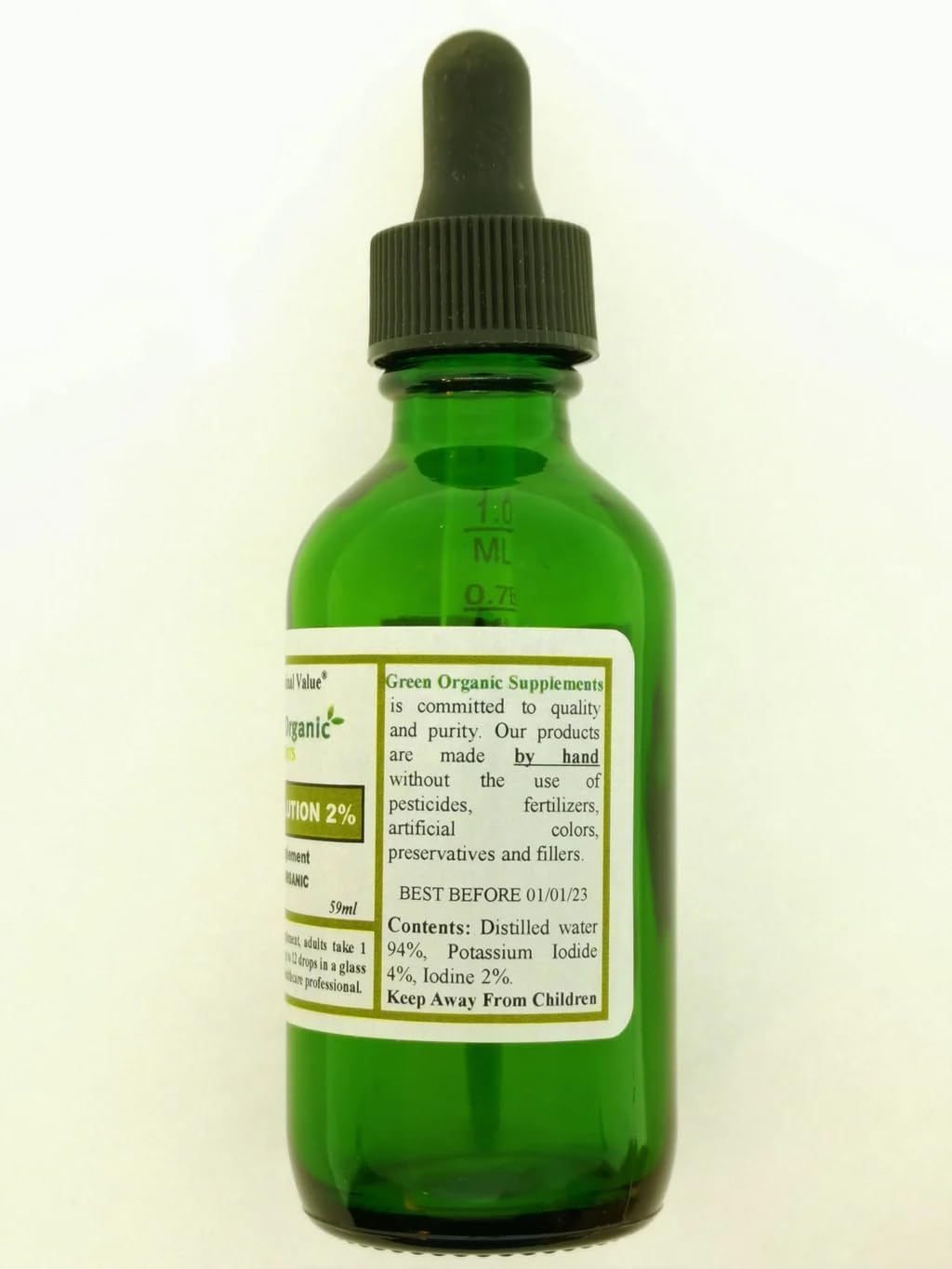 Organic Lugol’s Iodine Solution 2%, 2oz - Green Supplement (1 Pack)