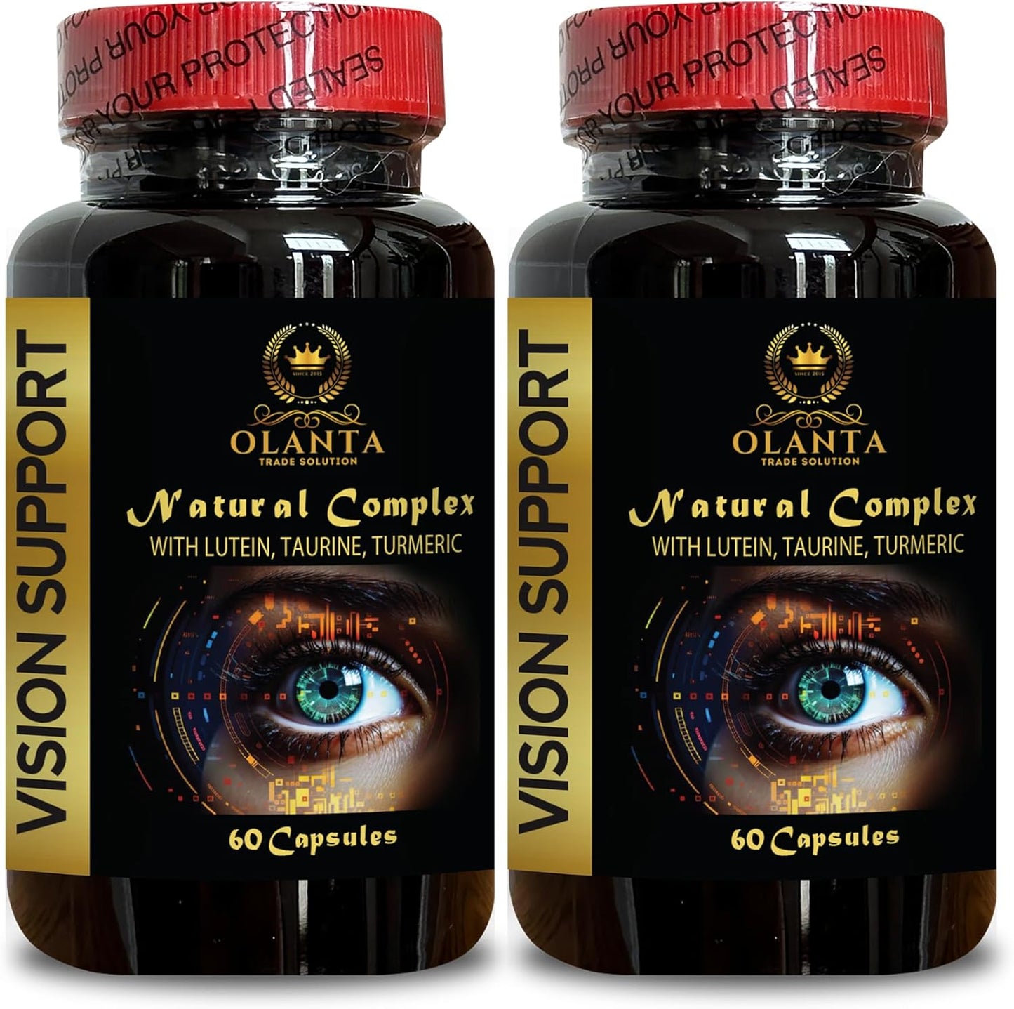 Organic Lutein Supplements with Beta-Carotene & Antioxidants for Vision Support - 2 Bottles 120 Capsules