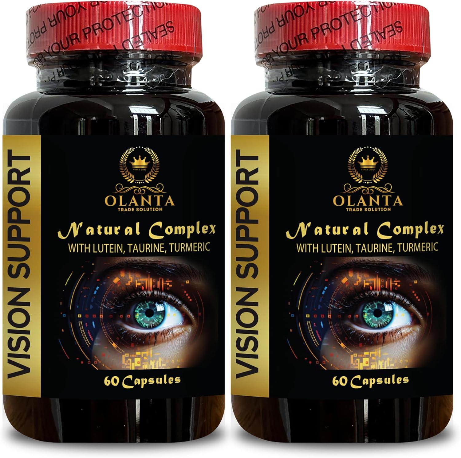 Organic Lutein Supplements with Beta-Carotene & Antioxidants for Vision Support - 2 Bottles 120 Capsules
