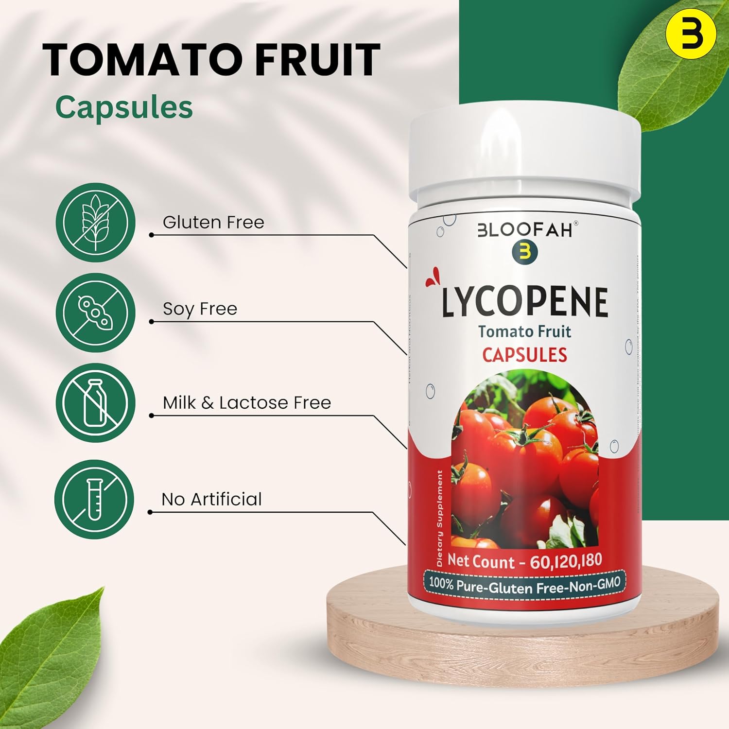 Organic Lycopene Capsules 500mg - 60 Count | Natural Carotenoid Supplement for Health Support | Plant Based, Gluten Free & Non-GMO