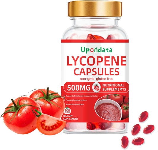 Organic Lycopene Capsules 500mg - Tomato Extract Supplement - 100 Softgels - Gluten-Free, Non-GMO - 1 Pack