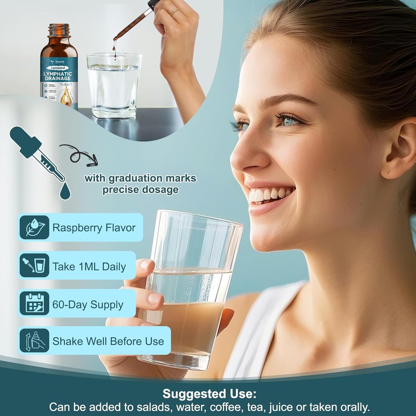 Organic Lymphatic Drainage Drops with 11 Herbs - Lymphatic Health Support Supplement 2 FL.OZ