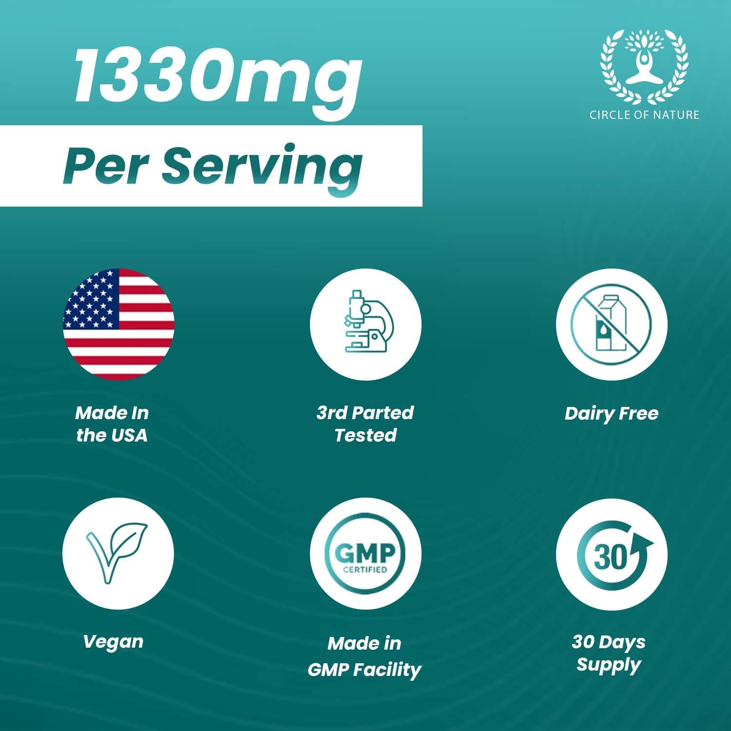 Organic Maca Root Ashwagandha & Mushroom Supplement with Lions Mane, Cordyceps, Reishi, Shiitake - Circle of Nature Blend