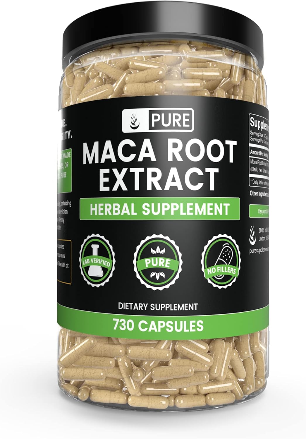 Organic Maca Root Capsules - 730 Count, No Fillers, Lab Verified Pure Ingredients
