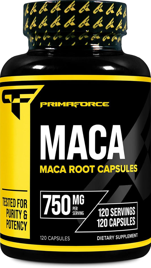 Organic Maca Root Capsules (750 MG) - Non-GMO, Gluten Free (120 Count) by Primaforce