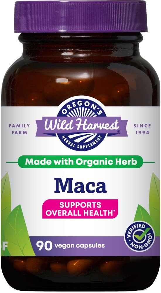 Organic Maca Root Herbal Supplement by Oregon's Wild Harvest - 90 Count Bottle