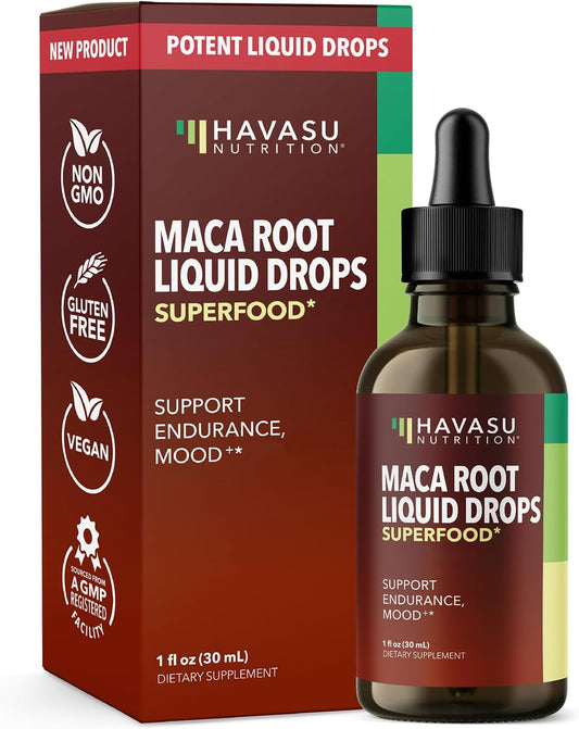 Organic Maca Root Liquid Drops for Hormone Balance, Mood, Energy - Supports Performance and Vitality - Non-GMO, Vegan - 60 Servings