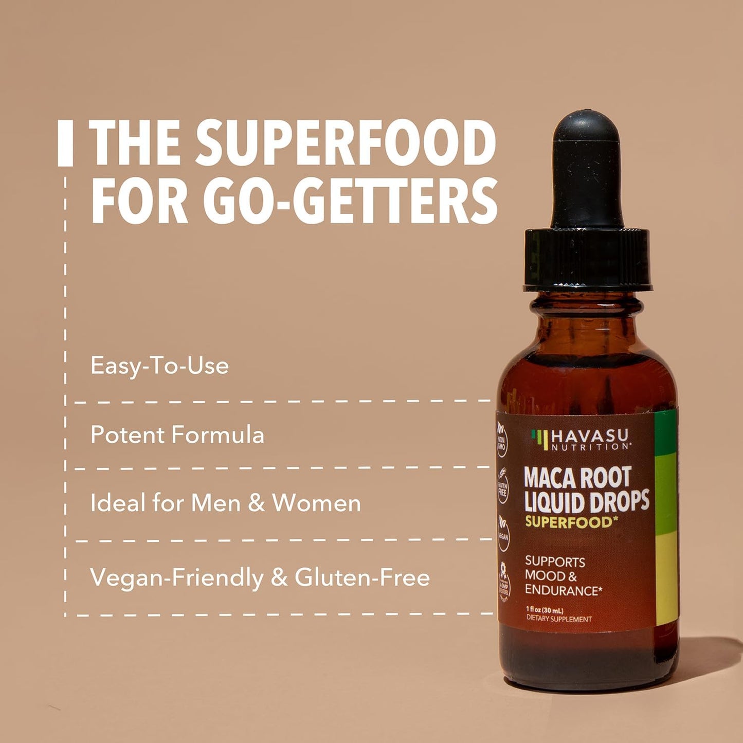 Organic Maca Root Liquid Drops for Hormone Balance, Mood, Energy - Supports Performance and Vitality - Non-GMO, Vegan - 60 Servings