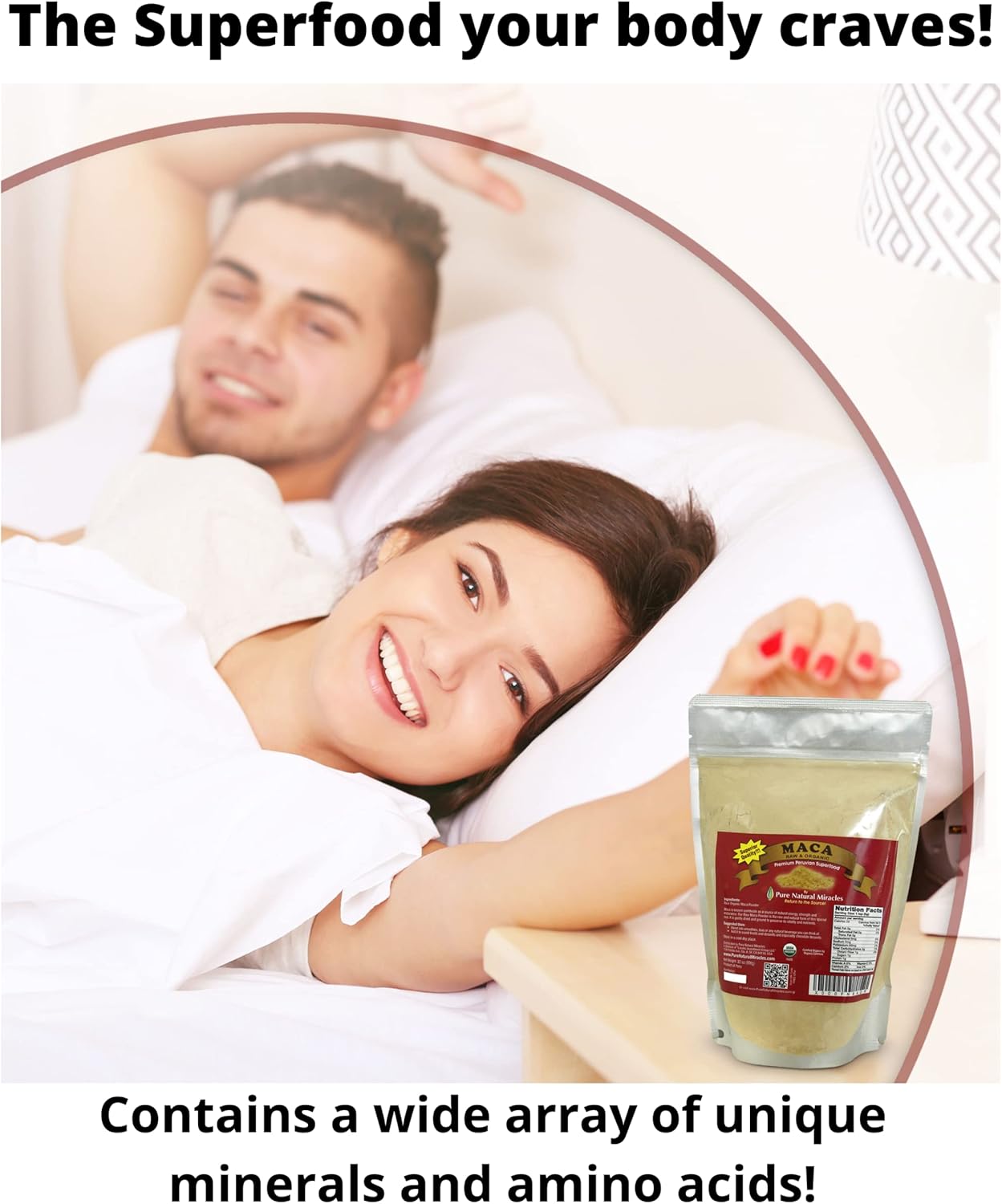 Organic Maca Root Powder - 16 oz - Raw, Vegan, Non GMO - Peruvian Superfood for Energy, Stamina & Strength - Ideal for Smoothies & Shakes