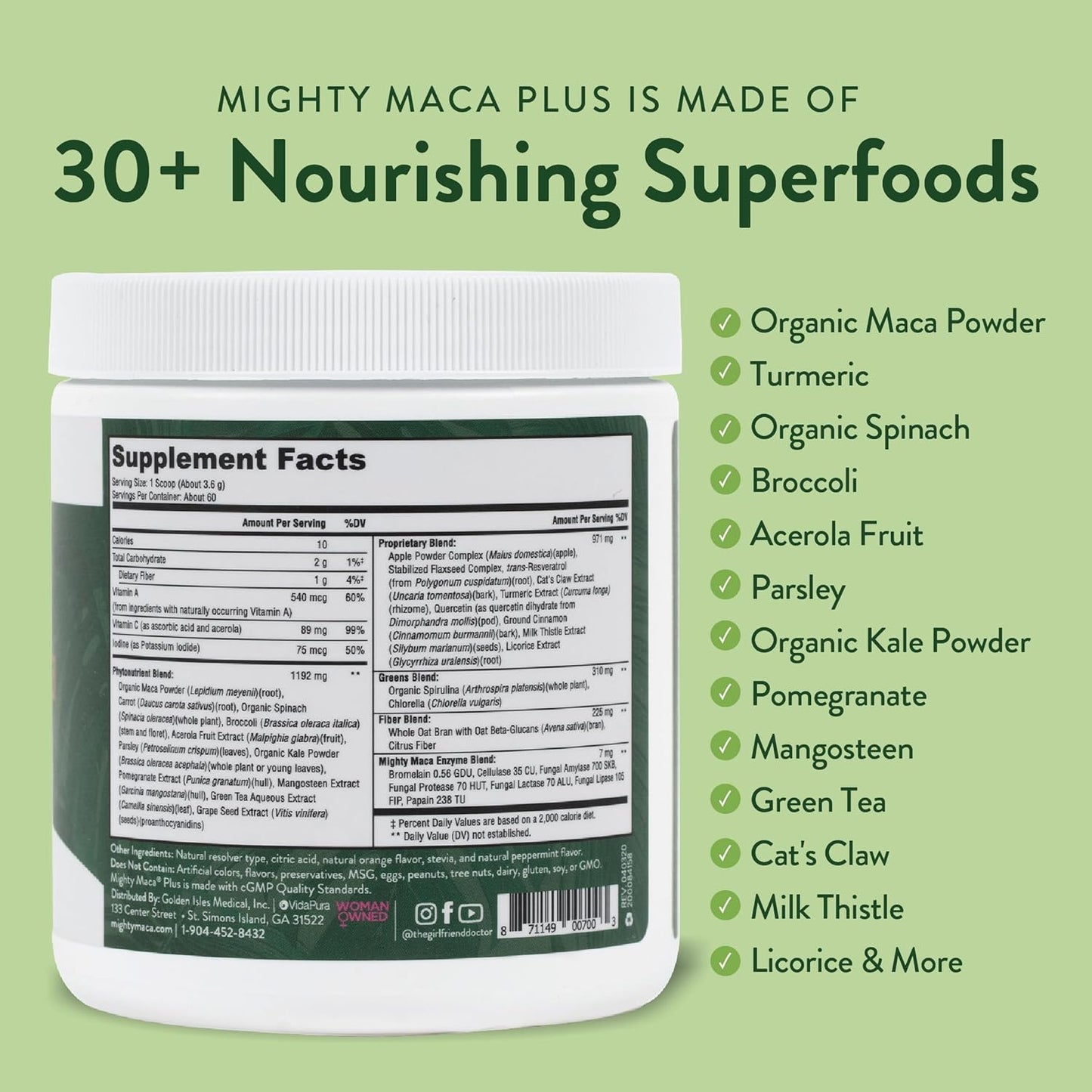 Organic Maca Root Superfoods Greens Keto Detox Drink Powder - Alkaline & Vegan (60 Servings) from VIDAPURA