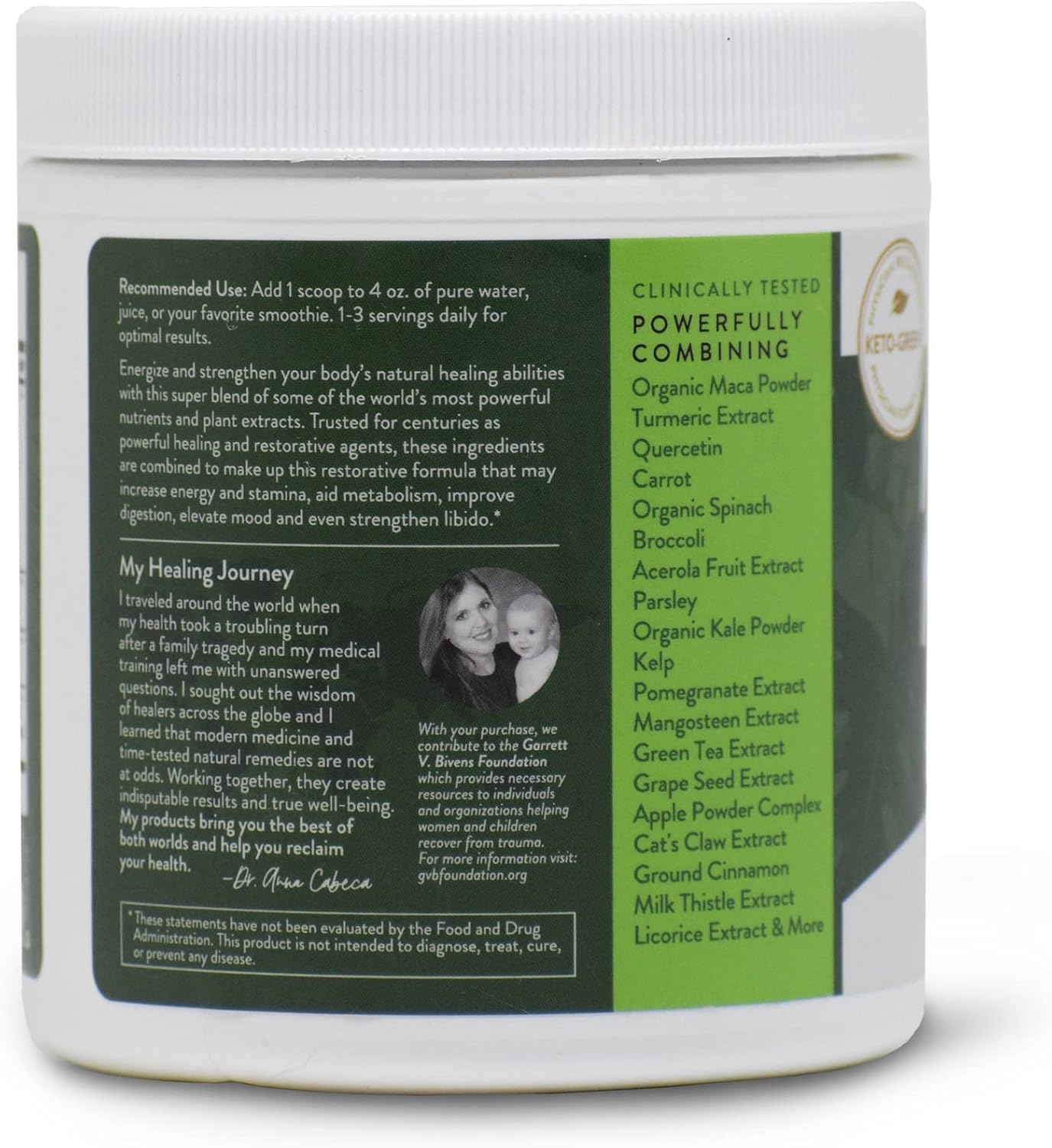 Organic Maca Root Superfoods Greens Keto Detox Drink Powder - Alkaline & Vegan (60 Servings) from VIDAPURA