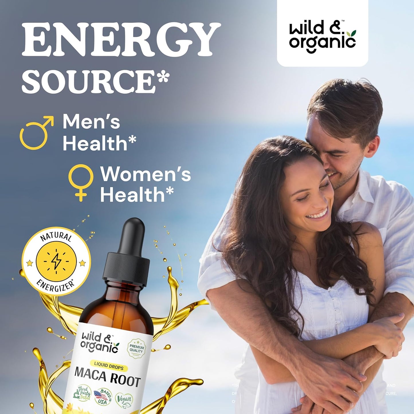 Organic Maca Root Tincture 2 fl oz with Wild Chlorophyll Gummies - Natural Energy Boost and Detox Support