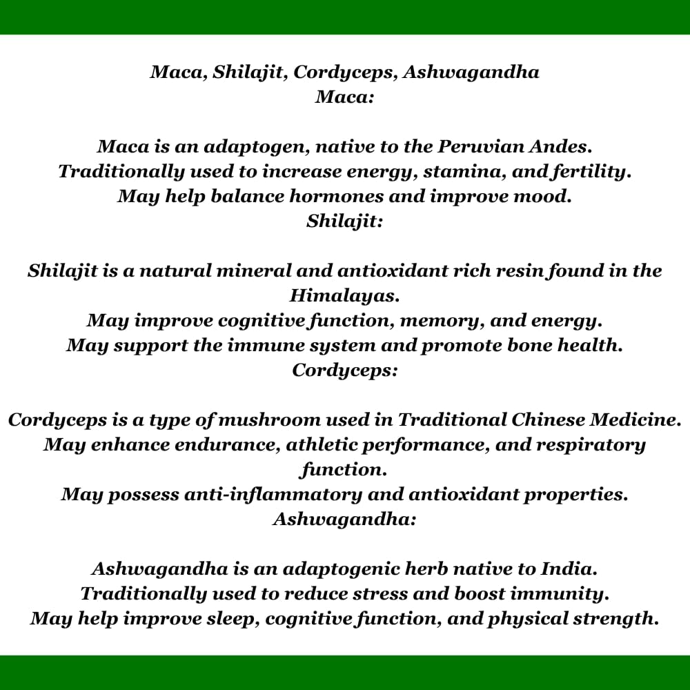 Organic Maca, Shilajit, Cordyceps, Ashwagandha Liquid Drops - Natural Ingredients for Relaxation, Sleep, Cognitive Function - 1 Fl Oz