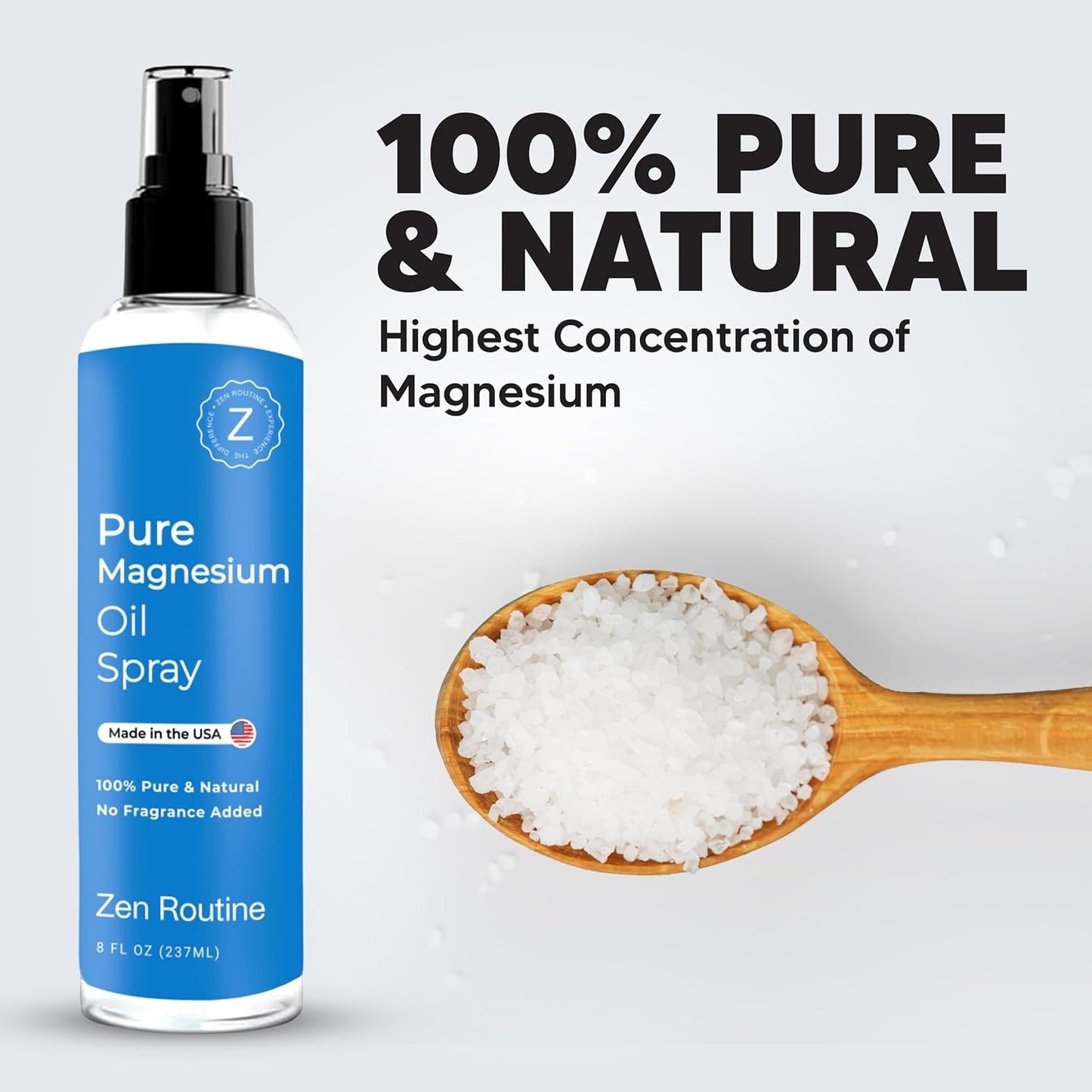 Organic Magnesium Oil Spray for Calm Sleep & Relaxation | Fast Absorption | Made in USA | 8 fl oz (1 Pack)