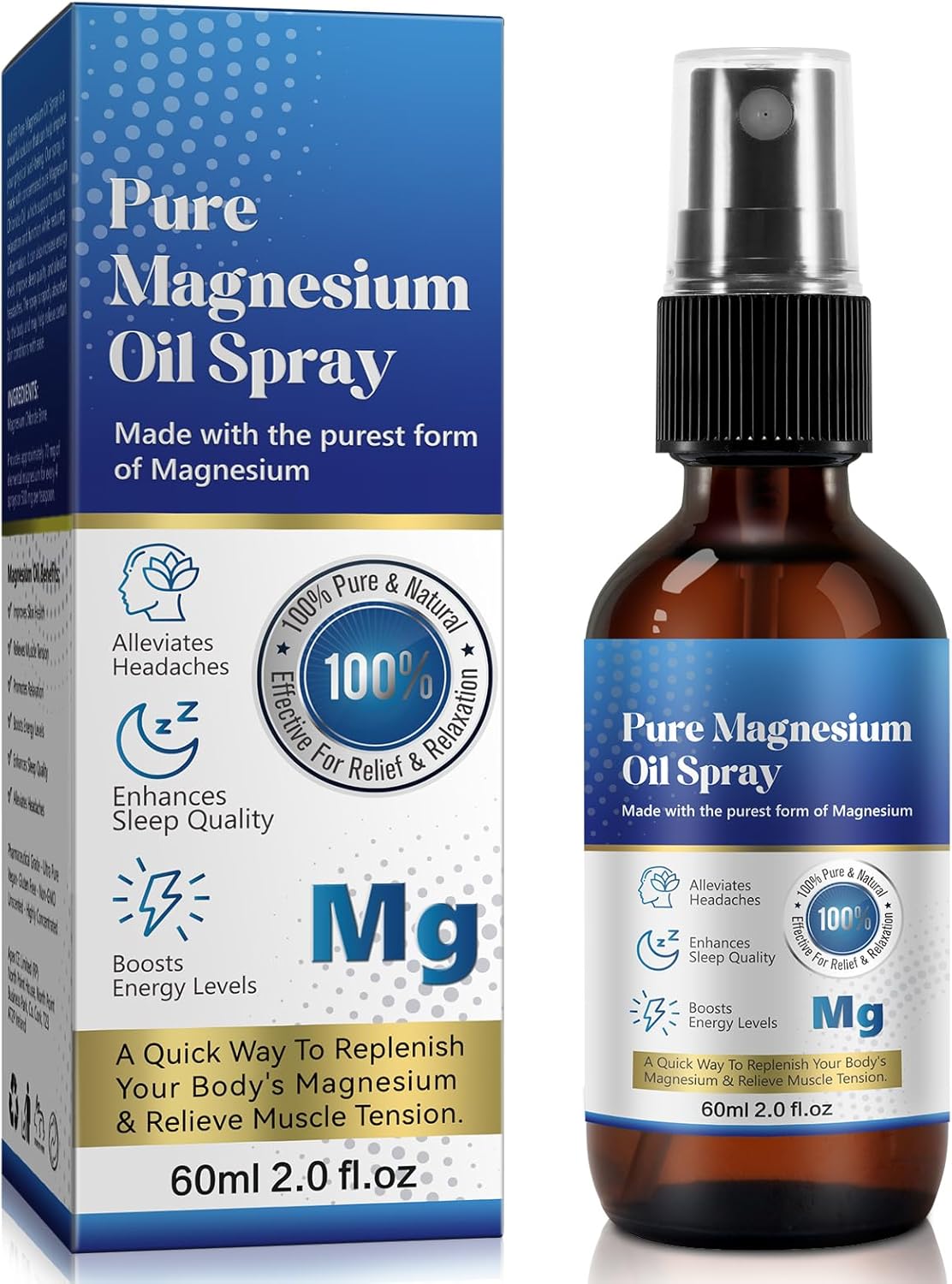 Organic Magnesium Oil Spray for Feet - 100% Natural, Easy Absorption (2 Fl.Oz)