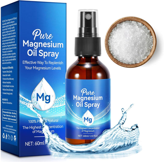 Organic Magnesium Oil Spray for Feet in Glass Bottle - Easy Absorption, Topical Application - 2 Fl Oz