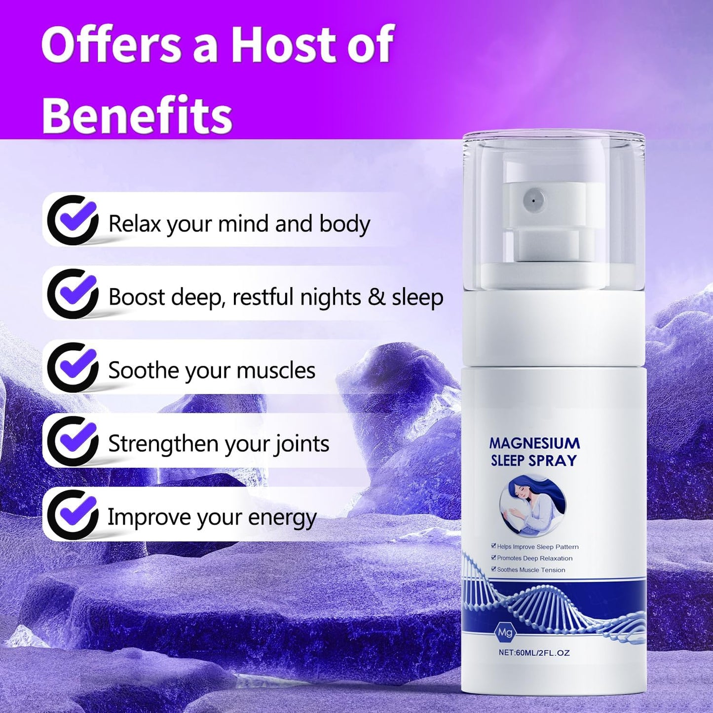 Organic Magnesium Oil Spray for Skin, Feet & Sleep - Pure Natural Topical Spray, Easy Absorption & Relaxation