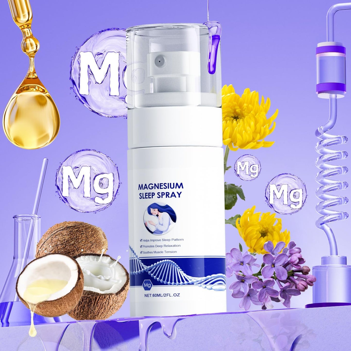 Organic Magnesium Oil Spray for Skin, Feet & Sleep - Pure Natural Topical Spray, Easy Absorption & Relaxation