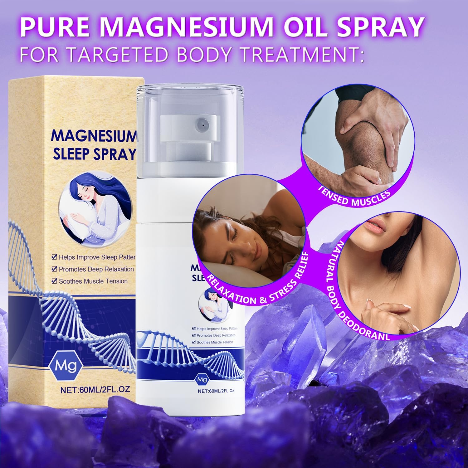 Organic Magnesium Oil Spray for Skin, Feet & Sleep - Pure Natural Topical Spray, Easy Absorption & Relaxation
