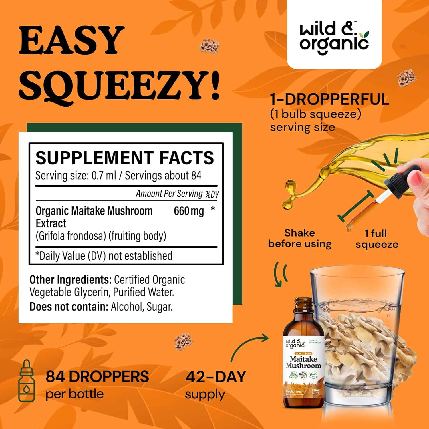 Organic Maitake Mushroom Liquid Extract - Immune Support Supplement - Vegan & Sugar-Free Tincture - 2 fl oz - BoostGo Australia