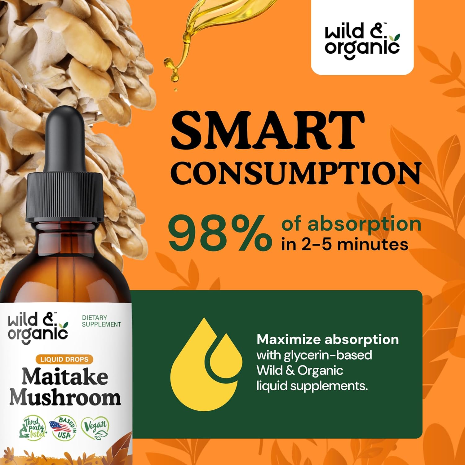 Organic Maitake Mushroom Liquid Extract - Immune Support Supplement - Vegan & Sugar-Free Tincture - 2 fl oz - BoostGo Australia