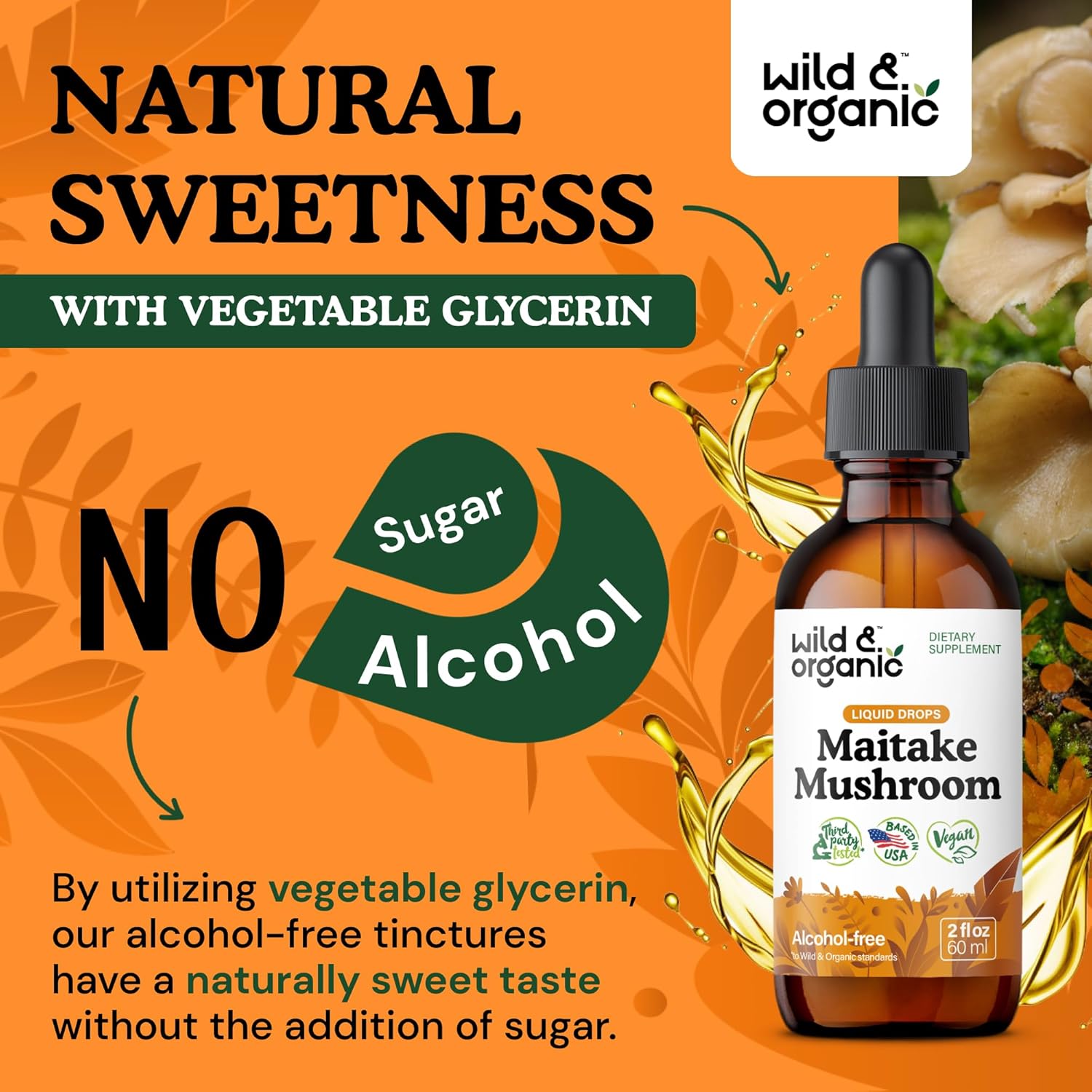 Organic Maitake Mushroom Liquid Extract - Immune Support Supplement - Vegan & Sugar-Free Tincture - 2 fl oz - BoostGo Australia