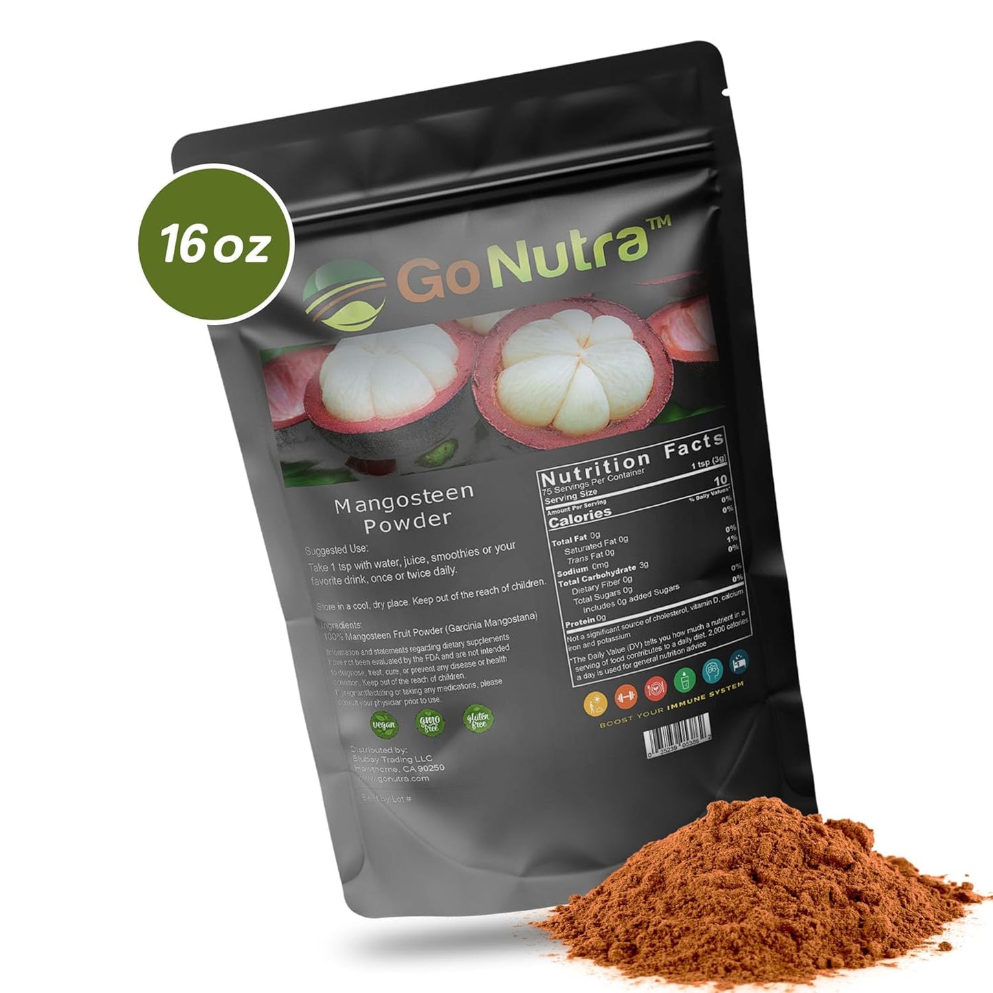 Organic Mangosteen Powder - Pure Superfood for Yogurts, Smoothies, and More, 1lb Non-GMO Vegan Powder from Mangosteen's Pericarp